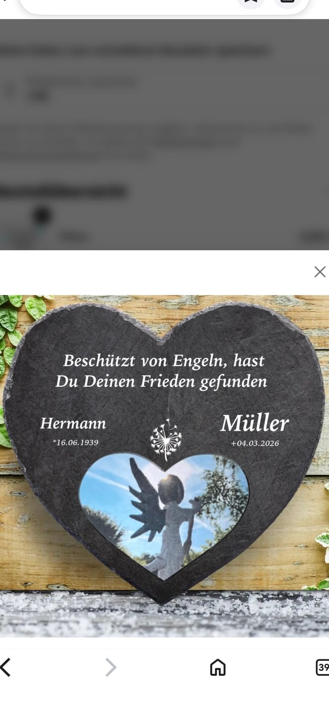 Customer photo review of Unsere Schutzengel - Personalisiertes Trauer Schieferherz für 2 Personen