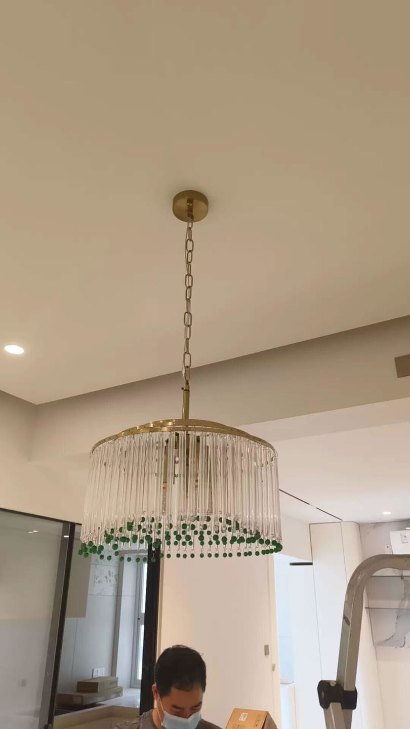 Customer photo review of Clear Glass Crystal Chandelier, Metal Frame, Damp Rated