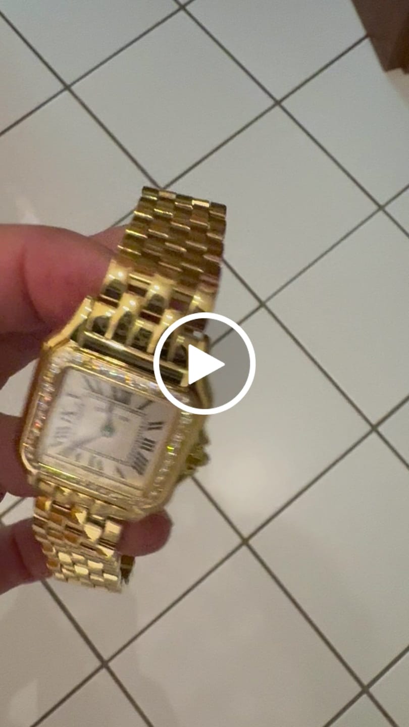 Customer video review of PANTHERE 27MM GOLD CASE DIAMOND BEZEL WHITE DIAL