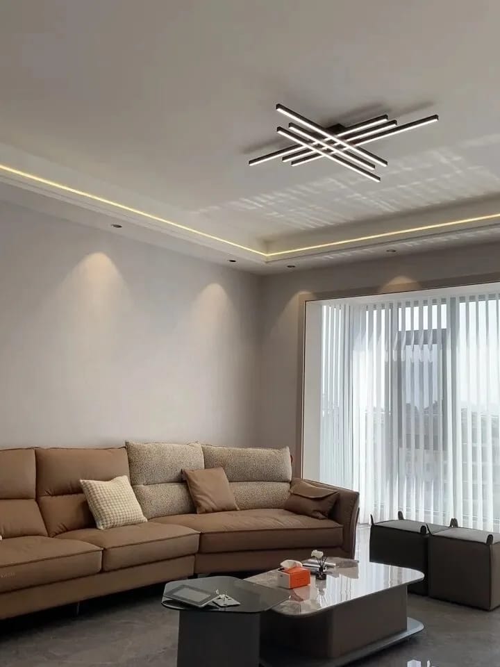Customer photo review of Linear Criss-Cross Ceiling Light, Aluminium Bars, LED, 60–150 cm