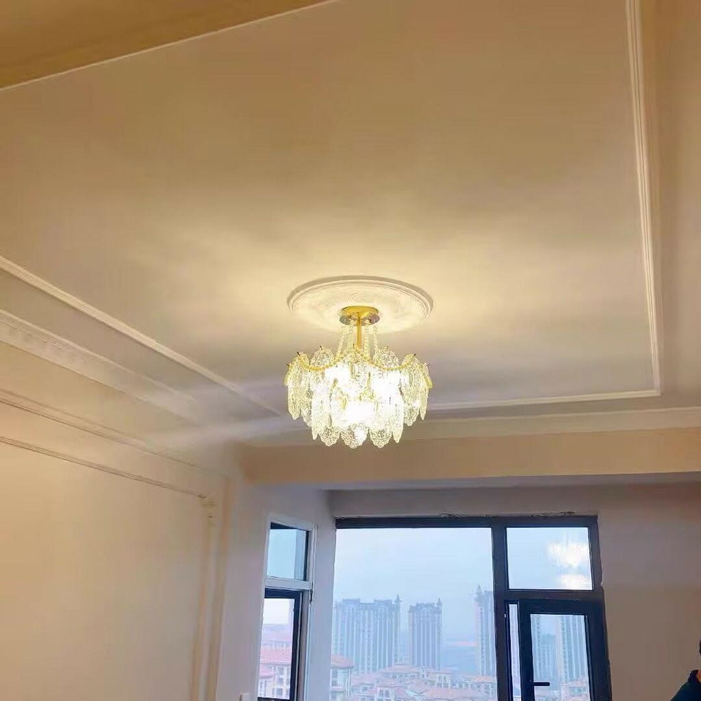 Customer photo review of Glass Pearl Chandelier, Gold Metal Frame, Tiered, Hardwired