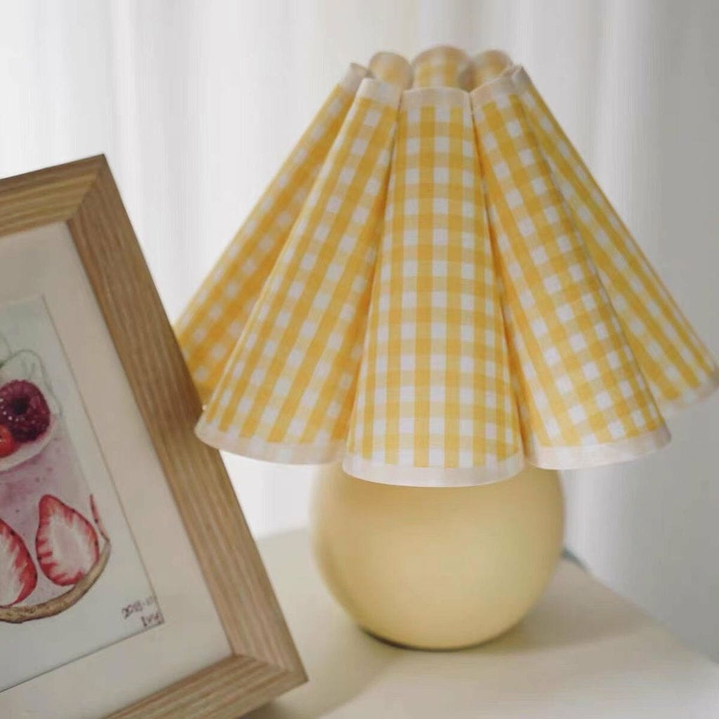 Customer photo review of Pleated Shade Ceramic Table Lamp, Beige Base, 28 cm, Plug In