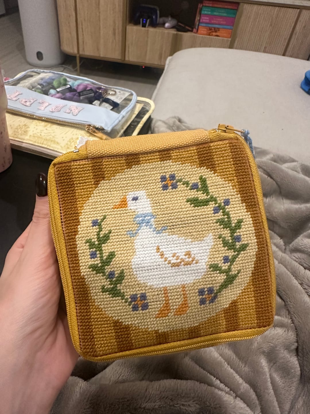 Customer photo review of Duck, Duck, Goose - Needlepoint Pouch Kit