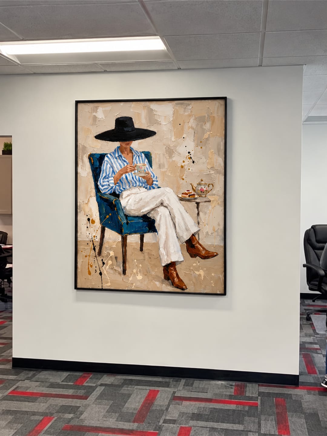 Customer photo review of Blue Chair Moment-Modern Figure Oil Painting