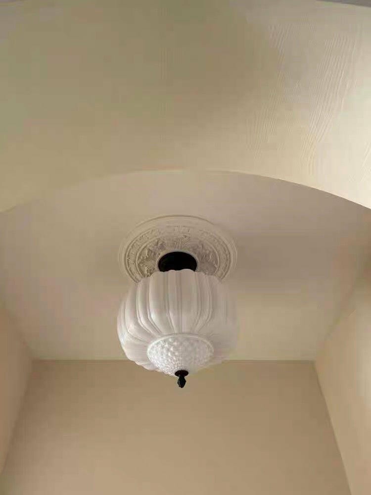 Customer photo review of Black Metal Ceiling Light, White Glass Shade, Mid-Century, 36 cm