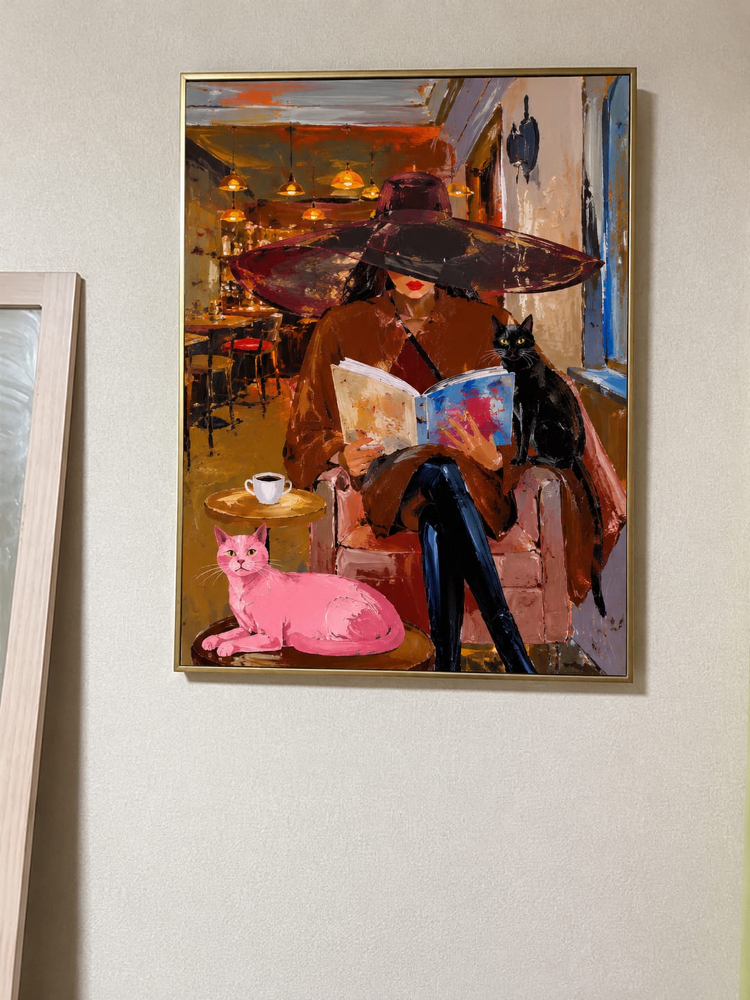 Customer photo review of Velvet Reader-Cat Café Woman Painting