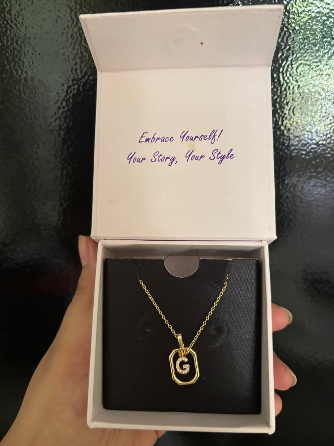 Customer photo review of Initial Letter G Pendant