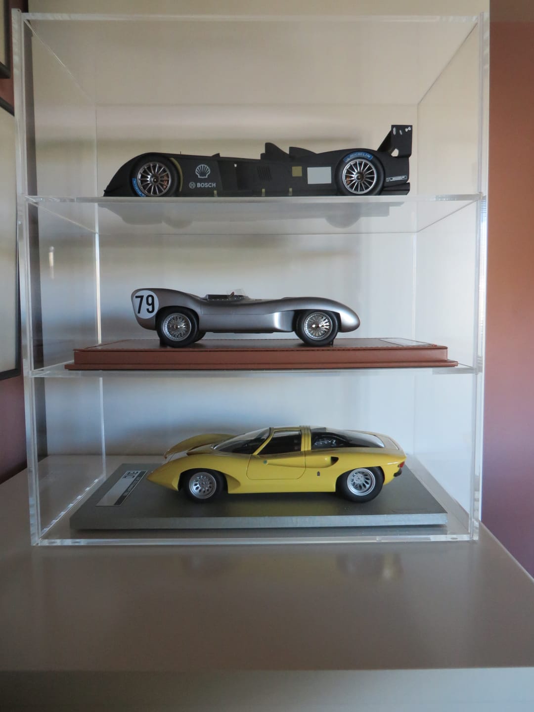 Customer photo review of Clear Acrylic Diecast Model Car Display Case with Shelves or No Shelves