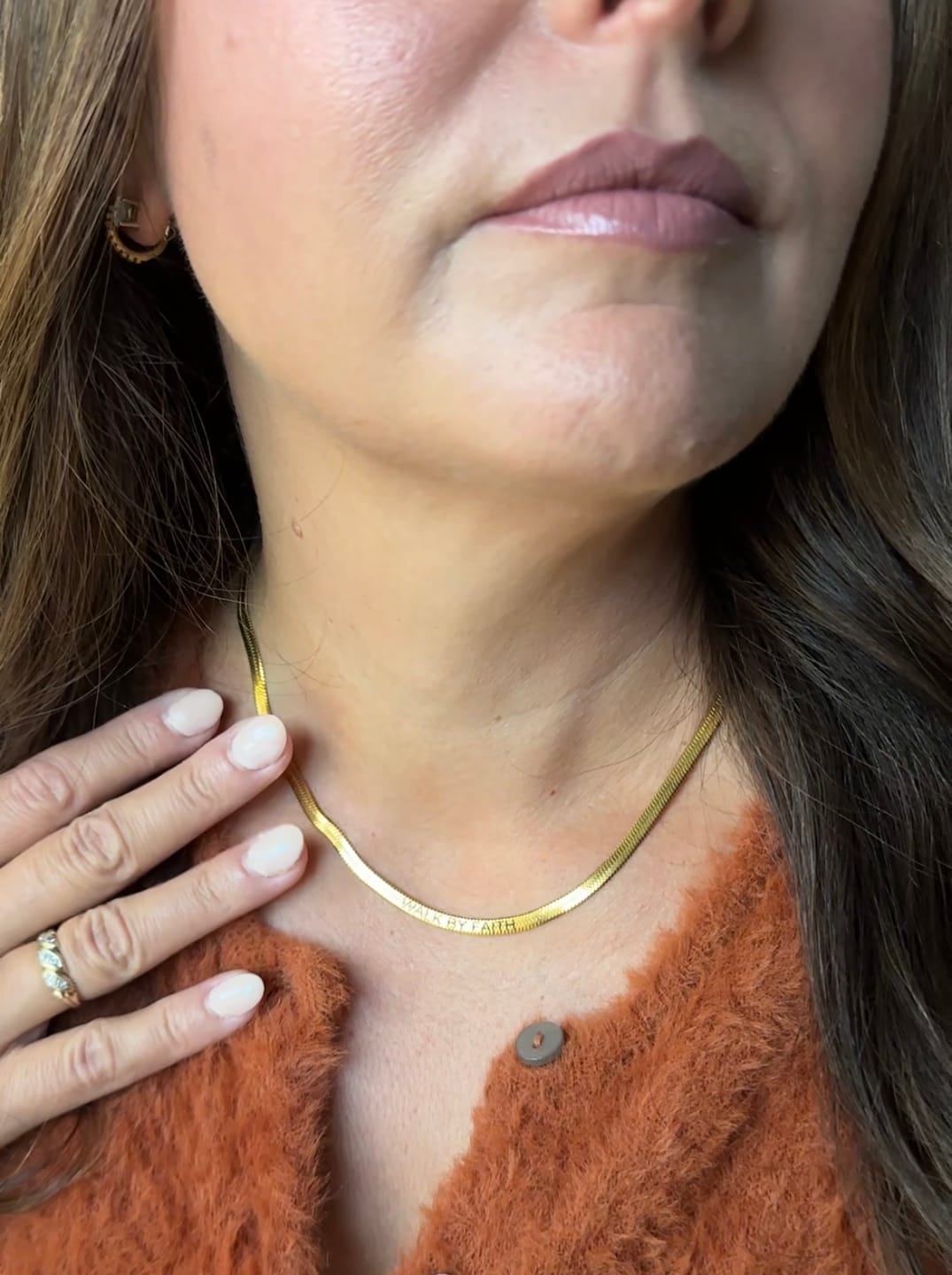 Customer photo review of The Devotion Herringbone Necklace