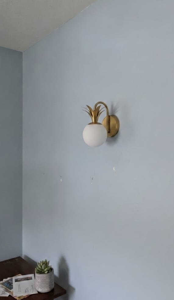 Customer photo review of Brass Pineapple Wall Light, Opal Glass Globes, Wall Sconce