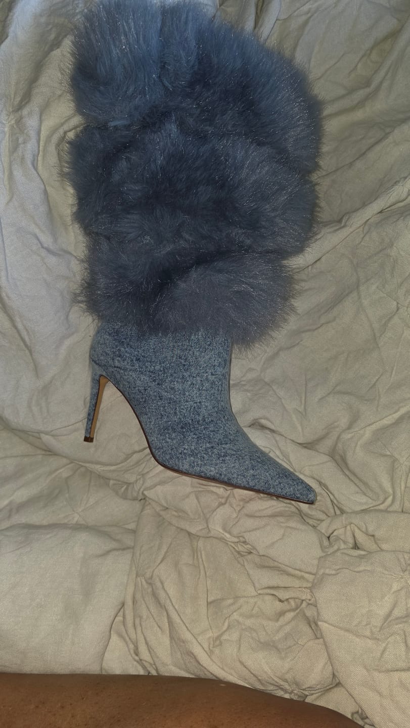 Customer photo review of SENAE-BLUE FAUX FUR STILETTO BOOT