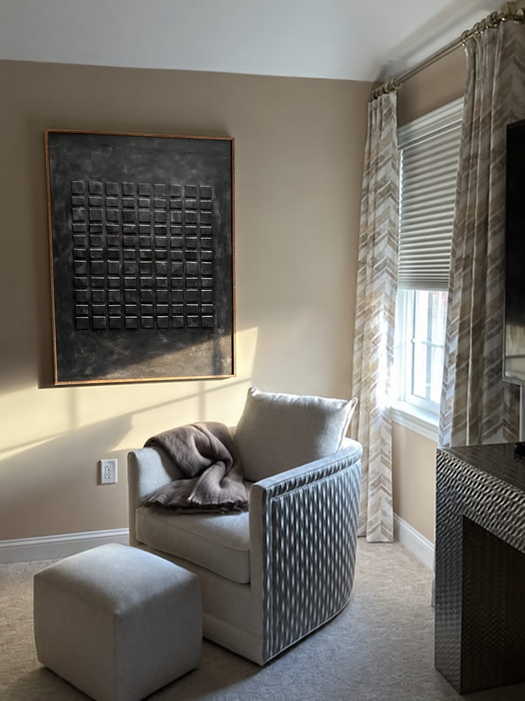 Customer photo review of Obsidian Grid Relief Painting