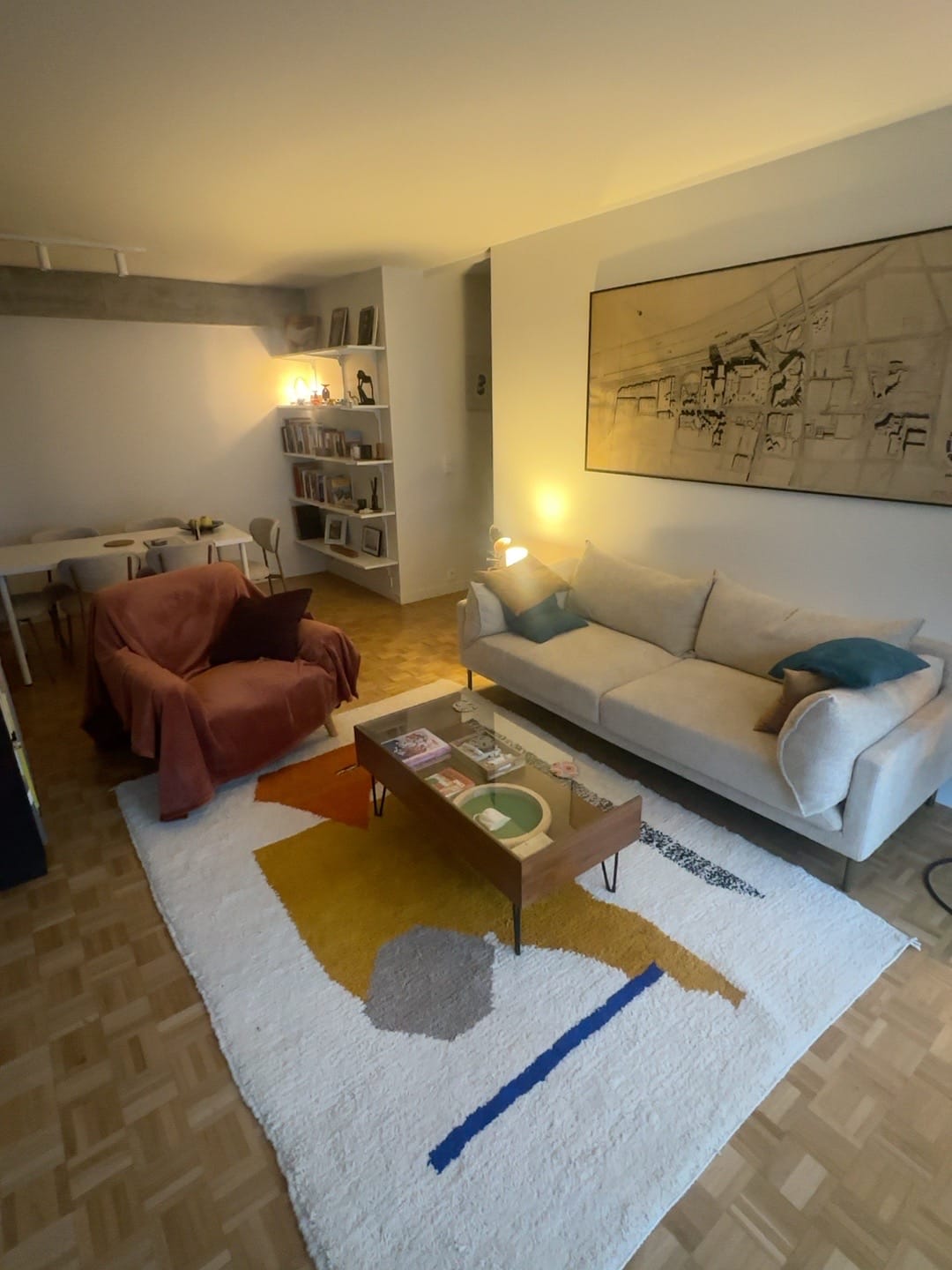 Customer photo review of Modern Moroccan Wool Rug – Berber Rug with Geometric Mustard & Terracotta Design