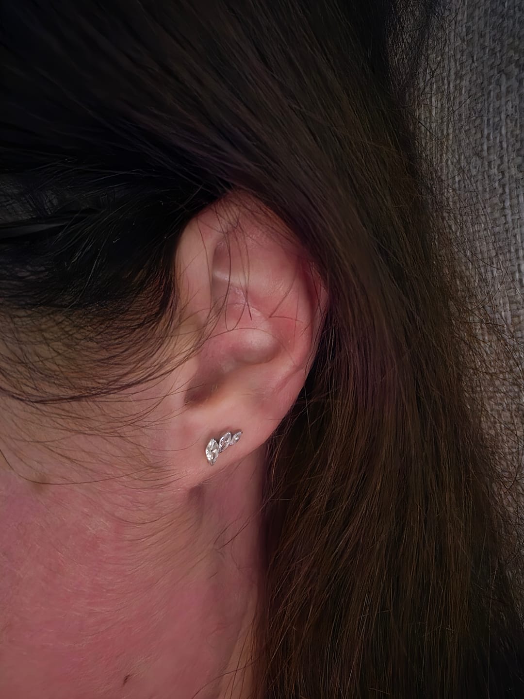 Customer photo review of Winged Crystal Flatback Stud Silver
