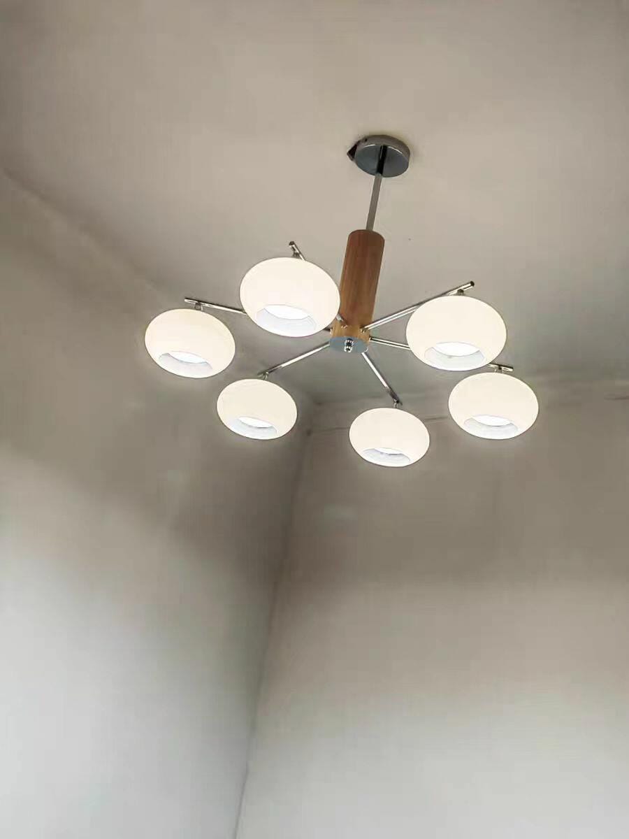 Customer photo review of Elliptical Glass Chandelier, Chrome Frame, Hardwired, Damp Rated