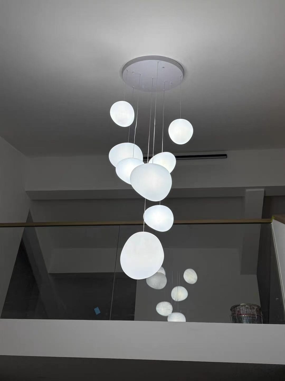 Customer photo review of Nordic Minimalist Stone-Looking Hanging Lights for Staircase