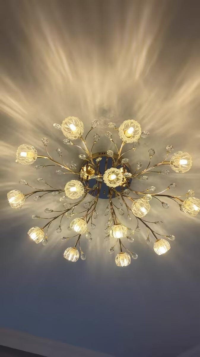 Customer photo review of Crystal Flower Ceiling Light, Gold Finish, Flush Mount Canopy