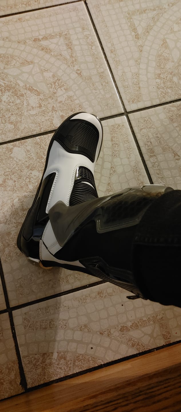 Customer photo review of Motorcycle Riding Boots Black/White
