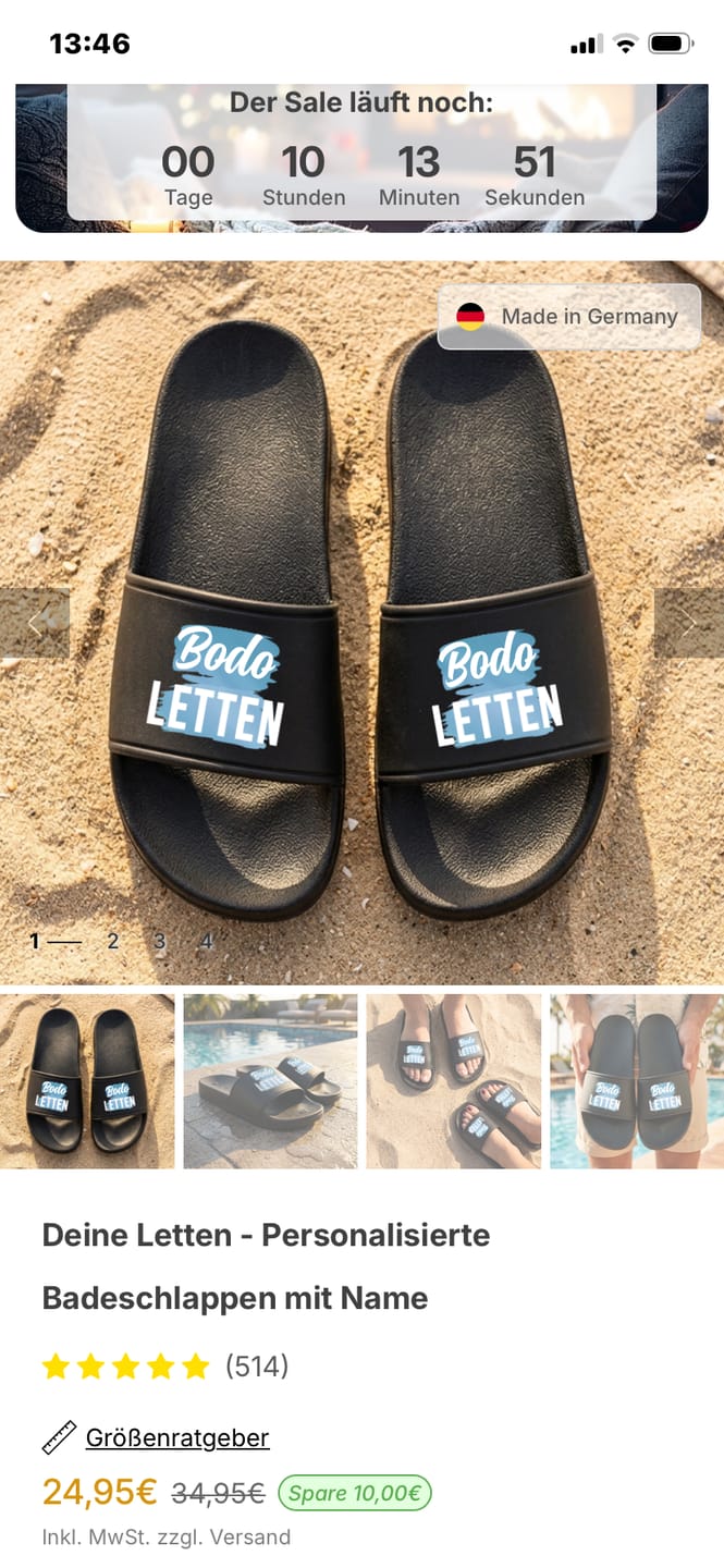 Customer photo review of Deine Letten - Personalisierte Badeschlappen mit Name