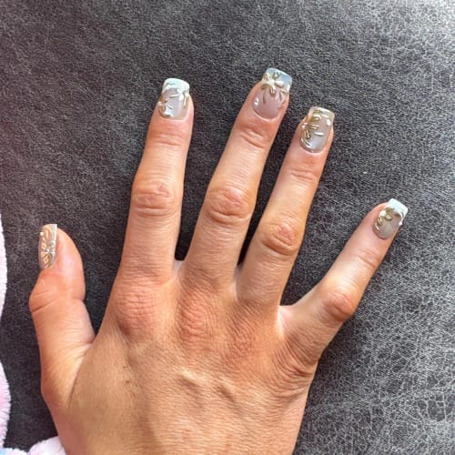 Customer photo review of Blue Fairy Gem Almond Press-On Nails - Holographic