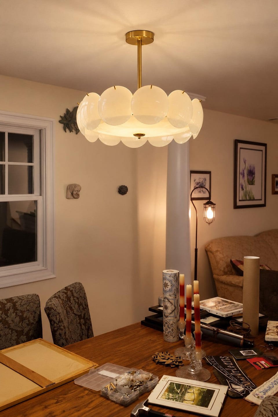 Customer photo review of Glass Pendant Lamp with Circular Discs, Adjustable Height