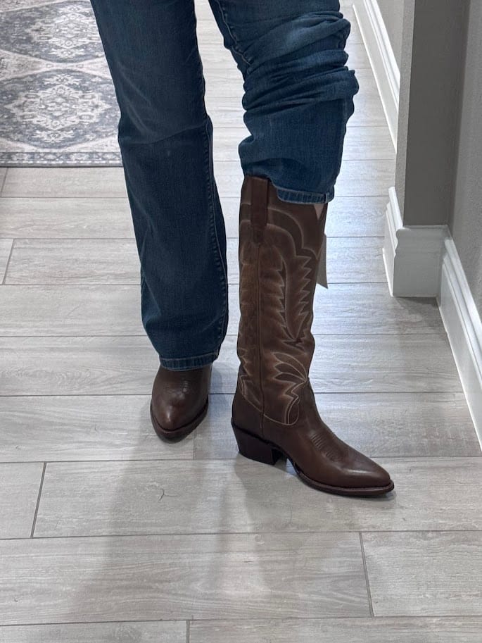 Customer photo review of Tecovas Women's The Abby in Mocha Goat Western Boots - 20029-Moc