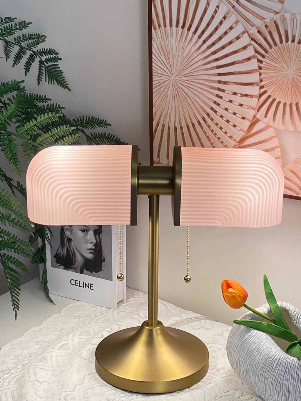 Customer photo review of Gold Retro Table Lamp, Metal and Glass, 38 cm, Plug In