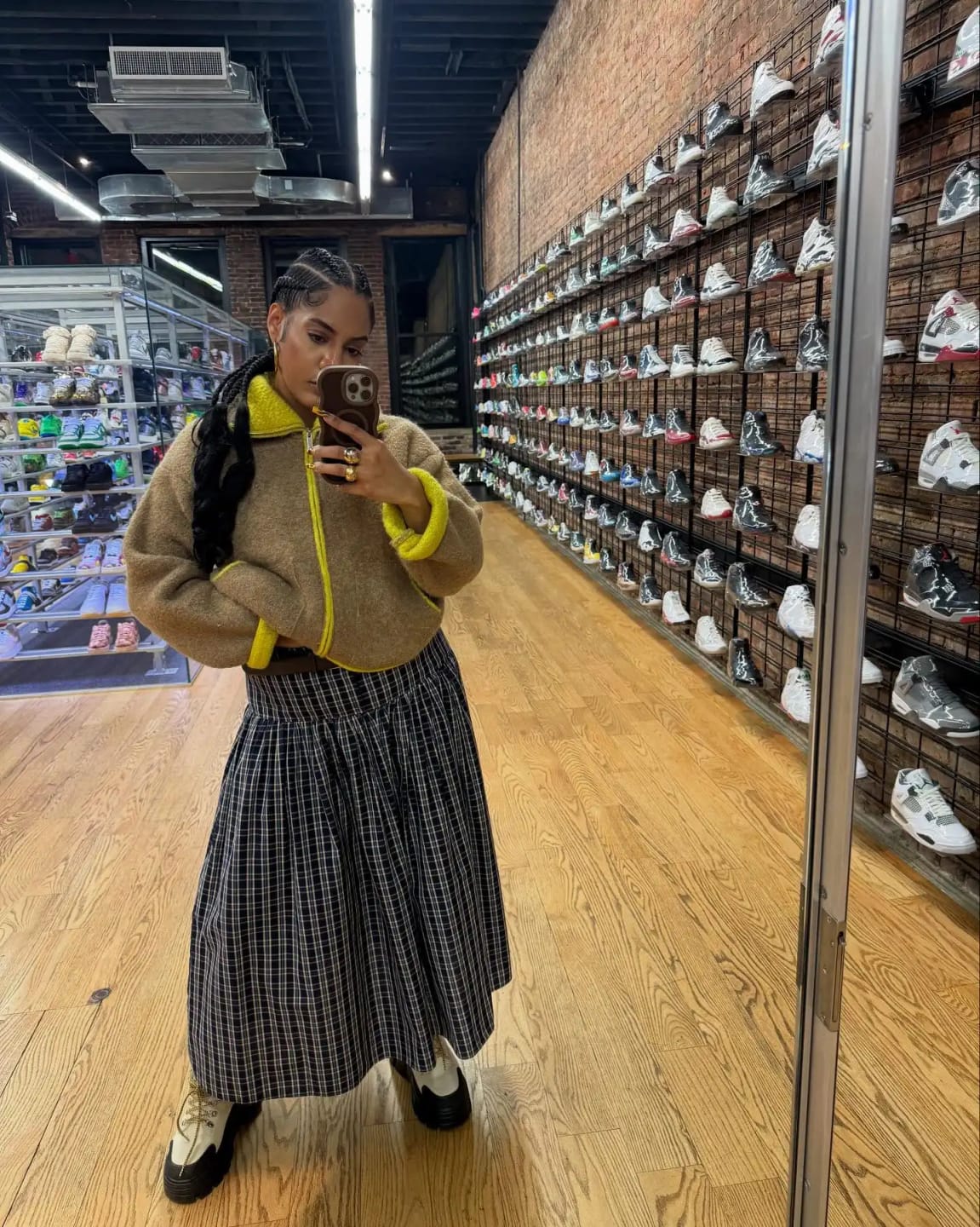 Customer photo review of Miriam Stand Collar Contrast Knit Pilot Jacket