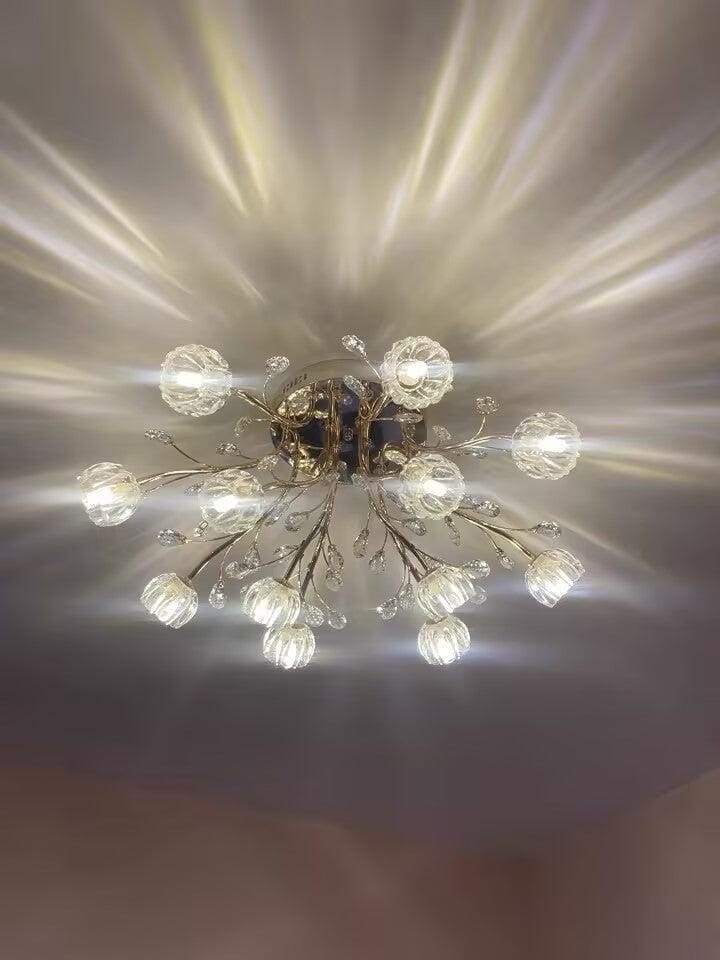 Customer photo review of Crystal Flower Ceiling Light, Gold Finish, Flush Mount Canopy