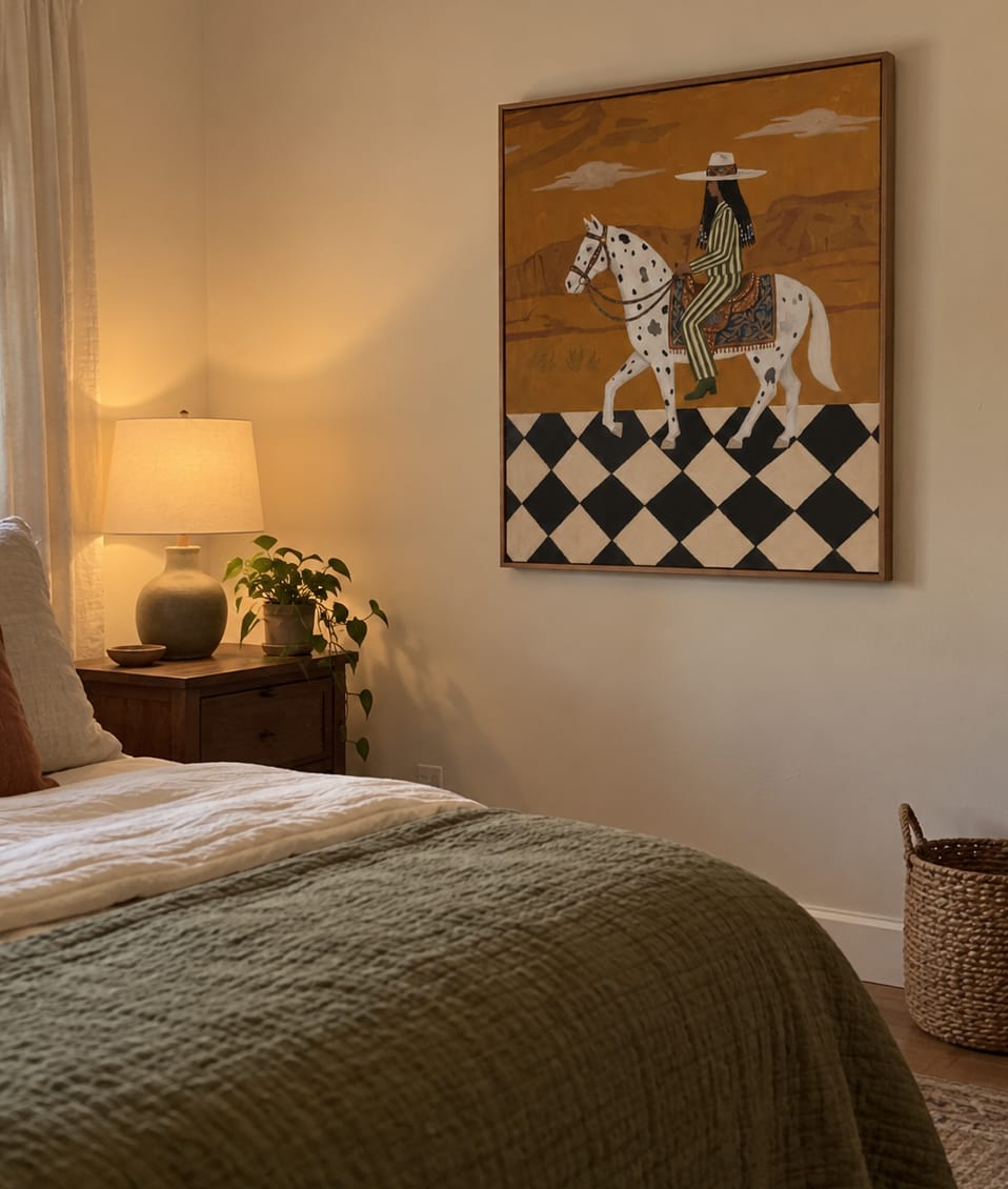 Customer photo review of Desert Rhythm-Spotted Horse Rider Painting