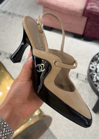 Customer photo review of Chanel 2026 Two-Tone Slingback 70mm Suede Leather 671567