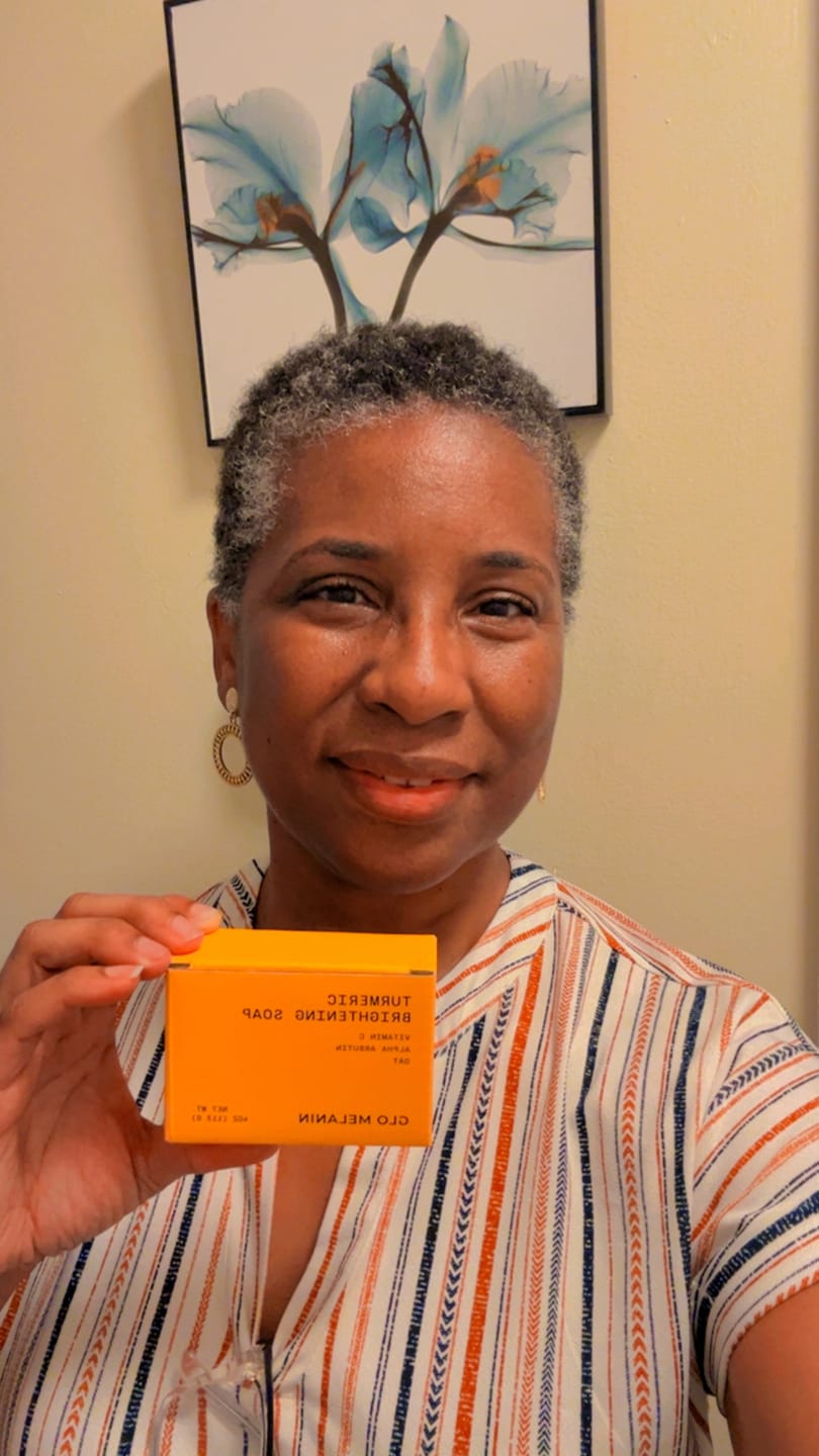 Customer photo review of Turmeric Brightening Soap (with Vitamin C, Alpha Arbutin, Oat)