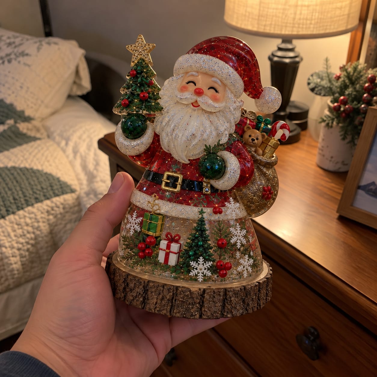 Customer photo review of Resin Christmas Tree Night Light DIY Kit, 2026 New Holiday Craft Gift, Glowing Christmas Tree with Mold, Lights and Charms