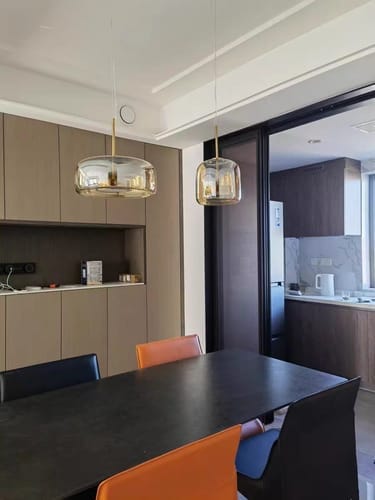 Customer photo review of Nordic Designer Amber Glass LED Pendant light for Kitchen, Dimmable
