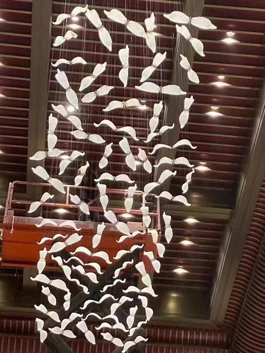 Customer photo review of Glass Seagull Chandelier, Integrated LED Canopy, Hardwired