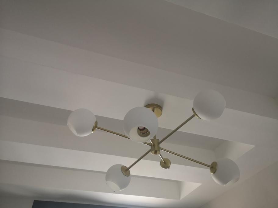 Customer photo review of Frosted Glass Orb Chandelier, 6 Lights, Gold or Black, 94 cm