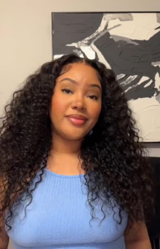 Customer photo review of Wavymy Pre-Bleached HD Lace Wear & Go Pre-Cut Wigs Dome Cap Glueless Water Wave 7x5 Lace Closure Wig 180% Density