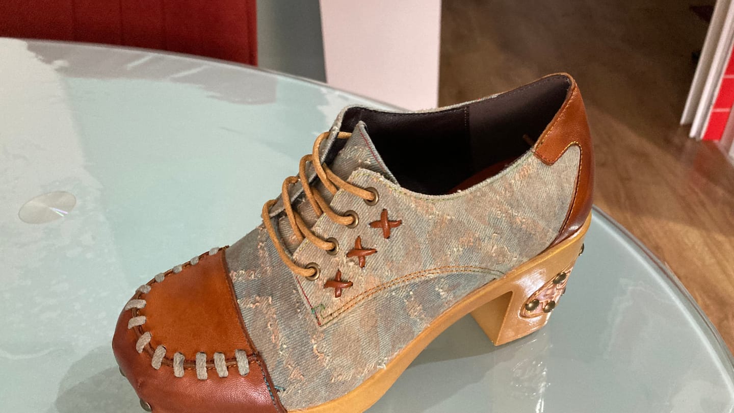 Customer photo review of Retro Handmade Rivet Comfort Block Heel Pumps