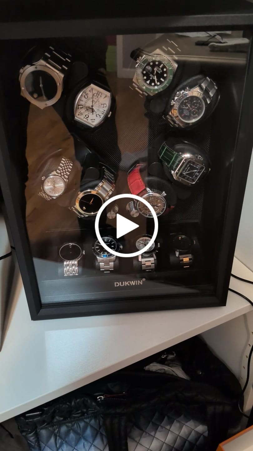 Customer video review of 8 + 4 Watch Winder with Extra Storages Aurora Blue Light Quiet Motors - Black