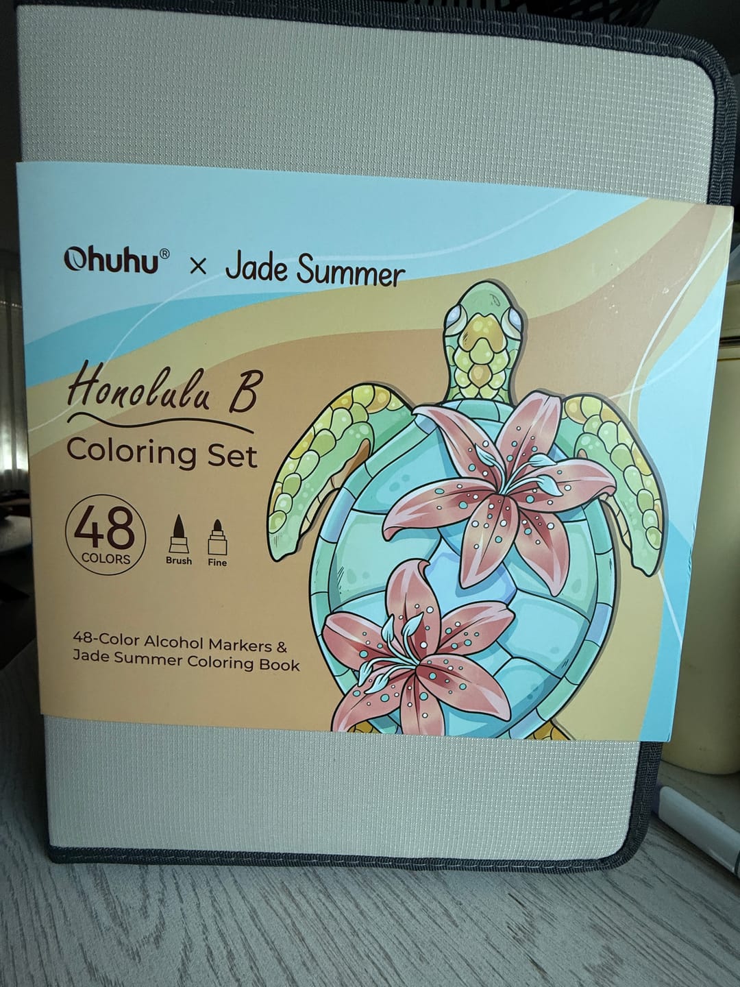 Customer photo review of Ohuhu x Jade Summer Alcohol Markers & Coloring Book Set, 48 Colors, Honolulu B, Brush & Fine Dual Tips