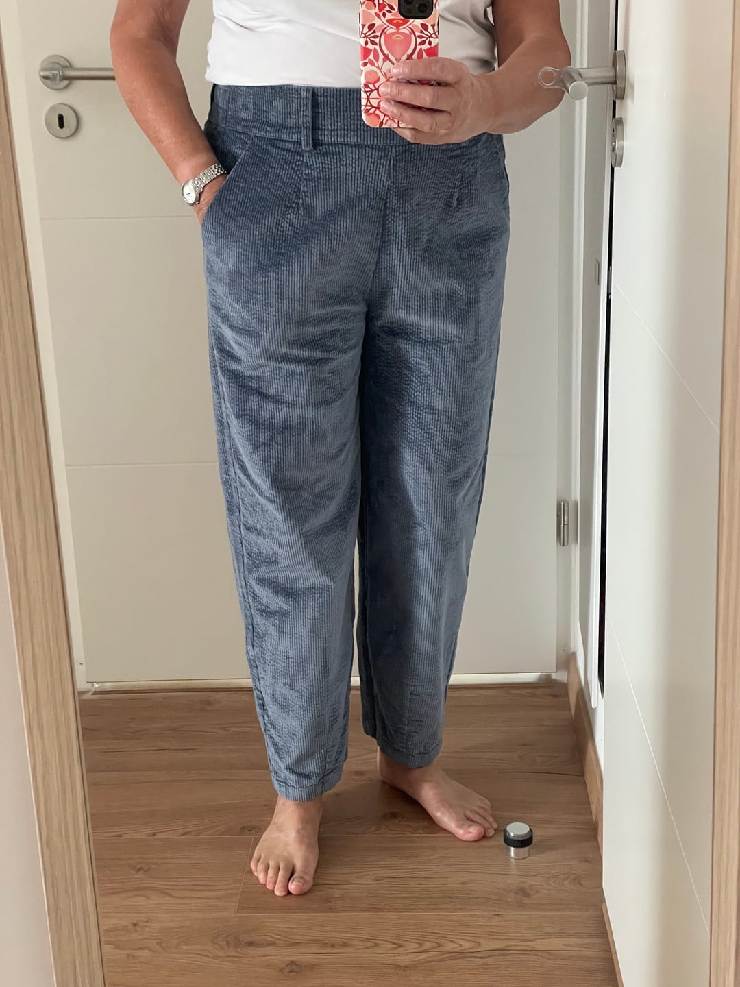 Customer photo review of Pantalon Brieuc velours côtelé bleu nuage