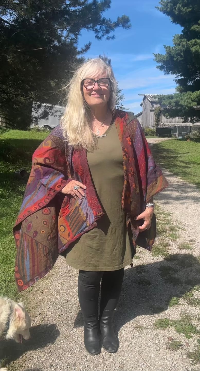 Customer photo review of Pure Australian Merino Wool Cape ~ Plum color