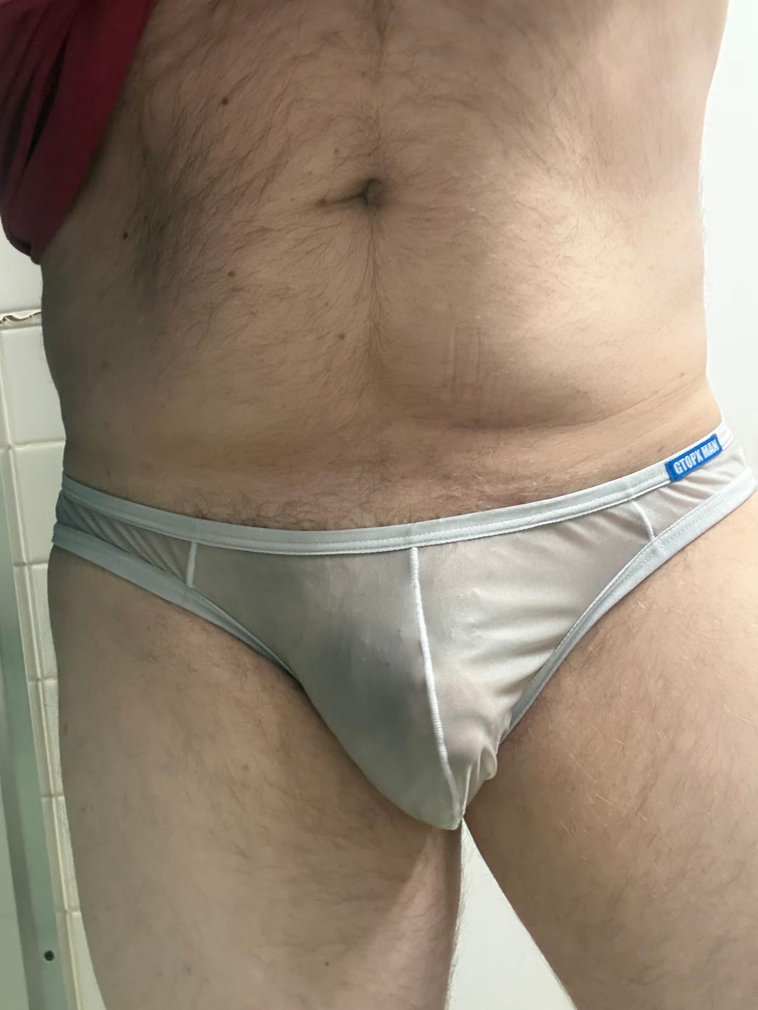 Customer photo review of 2 Pack Men's 3D Pouch Ice Silk Cool Ultra Thin Bikinis