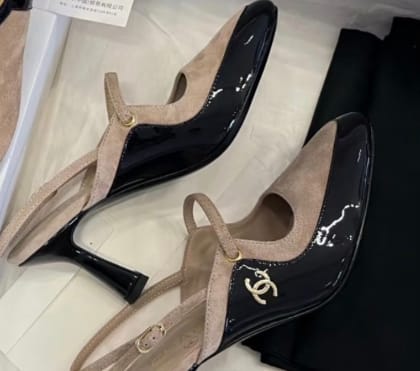 Customer photo review of Chanel 2026 Two-Tone Slingback 70mm Suede Leather 671567