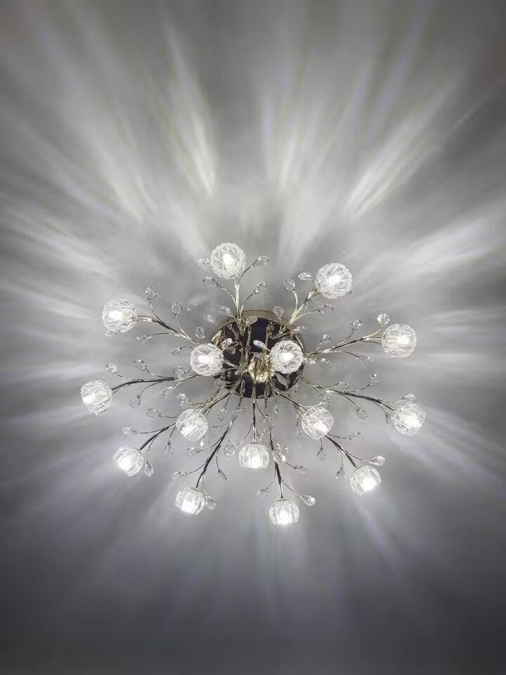 Customer photo review of Crystal Flower Ceiling Light, Gold Finish, Flush Mount Canopy