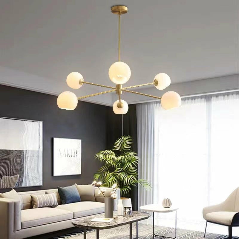 Customer photo review of Frosted Glass Orb Chandelier, 6 Lights, Gold or Black, 94 cm