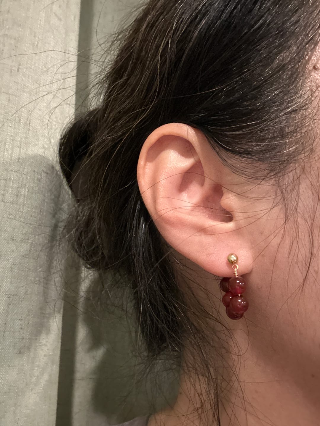 Customer photo review of New Year's Red Agate Stone Beaded Earrings