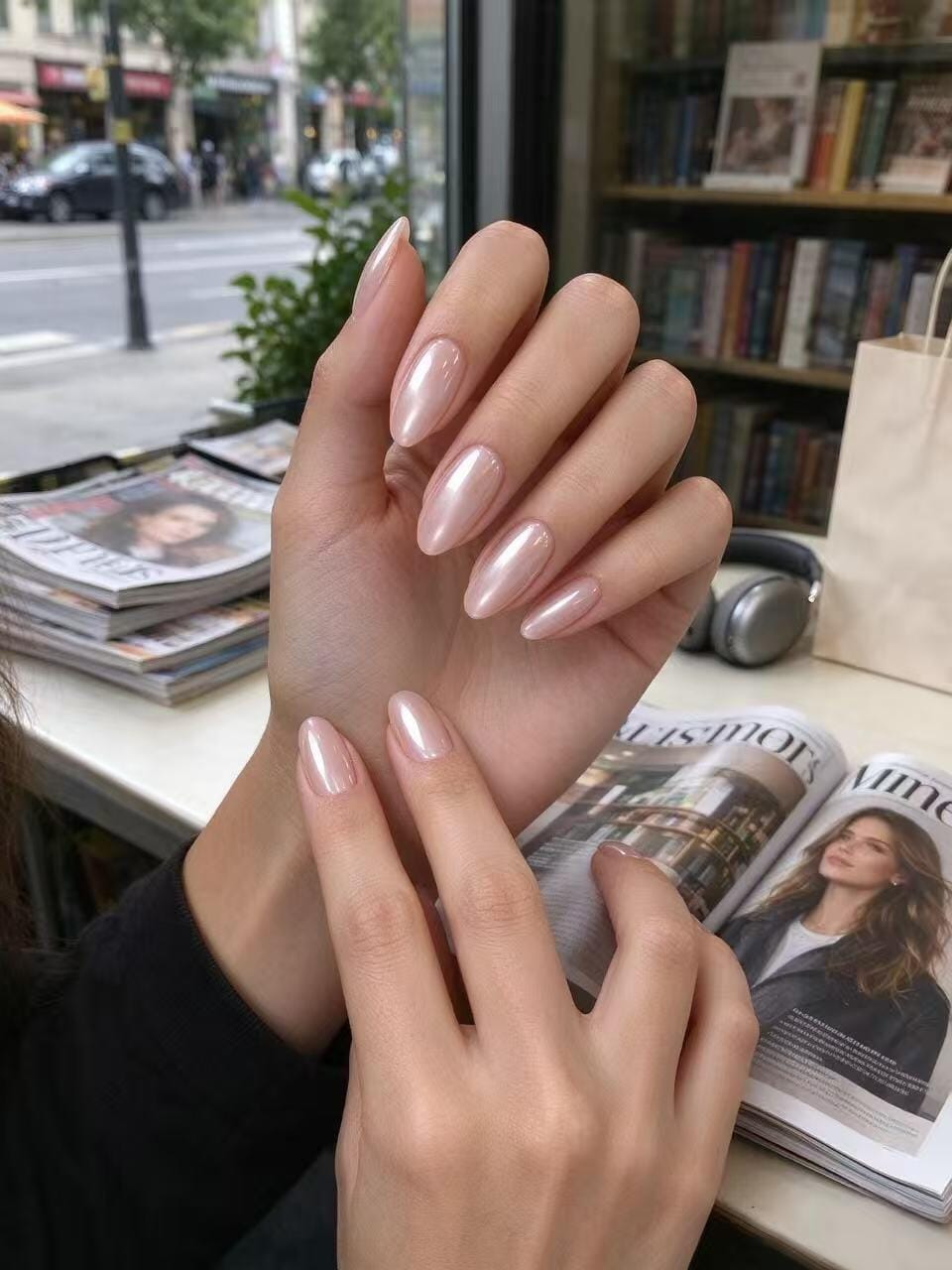 Customer photo review of Nude Chrome | Medium-Long Almond