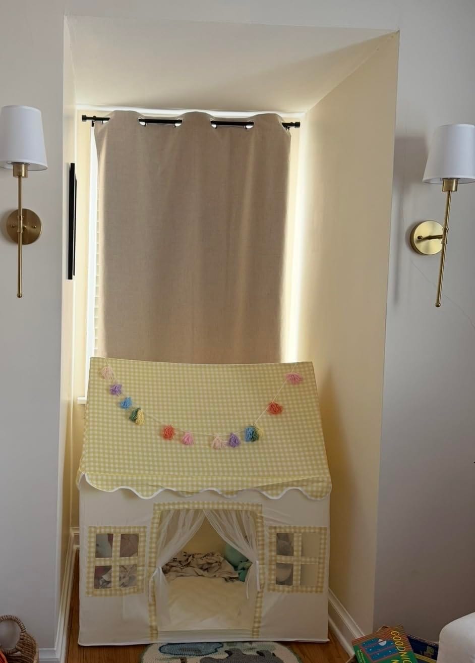 Customer photo review of Fabric Shade Wall Sconces, Set of 2 | Rechargeable LED Bulbs with Remote | Stick-On or Screw Mount, 3 Finishes