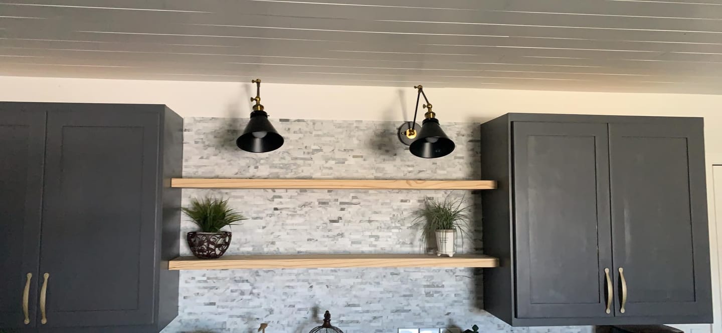 Customer photo review of Swing Arm Wall Sconce | Black Metal Cone Shade, 16 in Folding Arm | Plug-In or Hardwired, Single or Set of 2